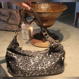 Coach Leopard Gray Metallic Black Purple